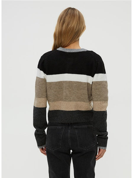 FIONA STRIPE CREW NECK CARDIGAN