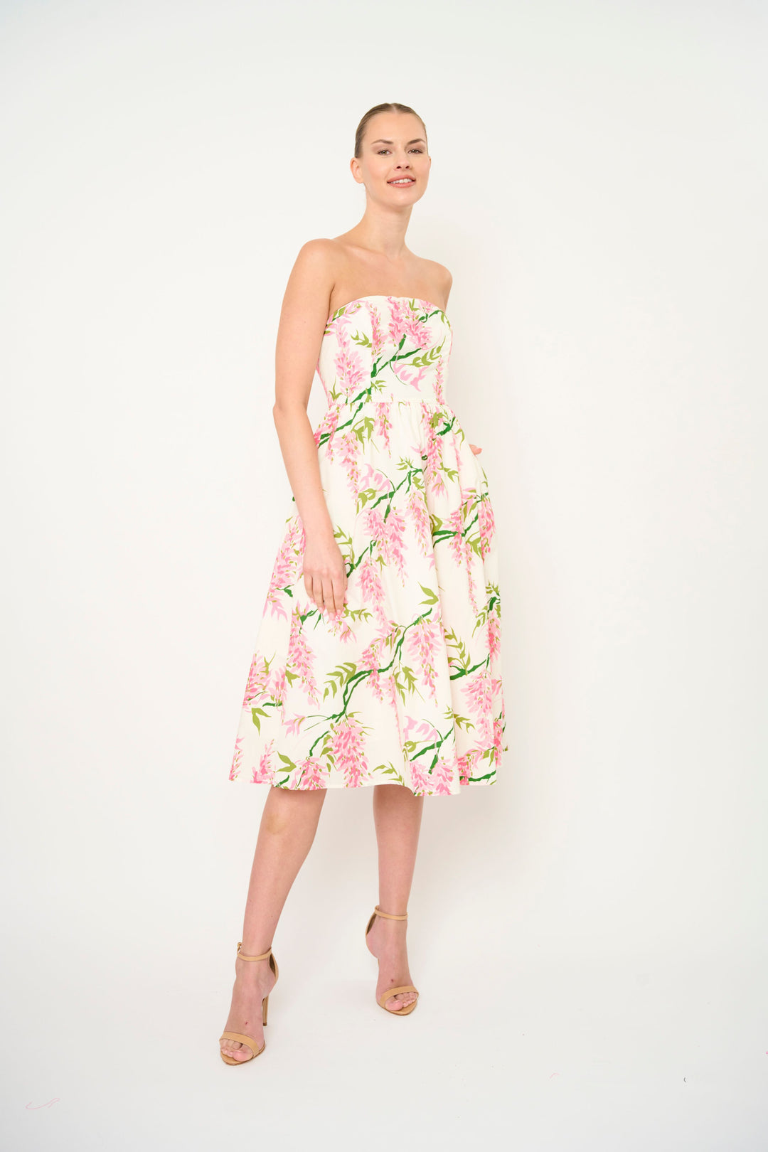 SIA STRAPLESS FLORAL DRESS