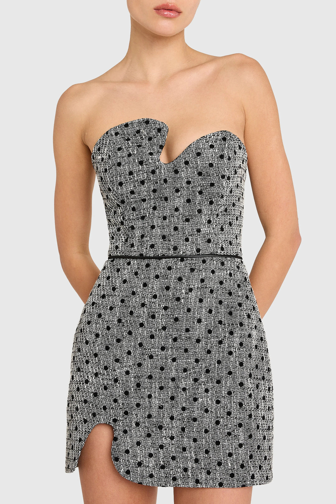 PUZZLE STRAPLESS MINI DRESS