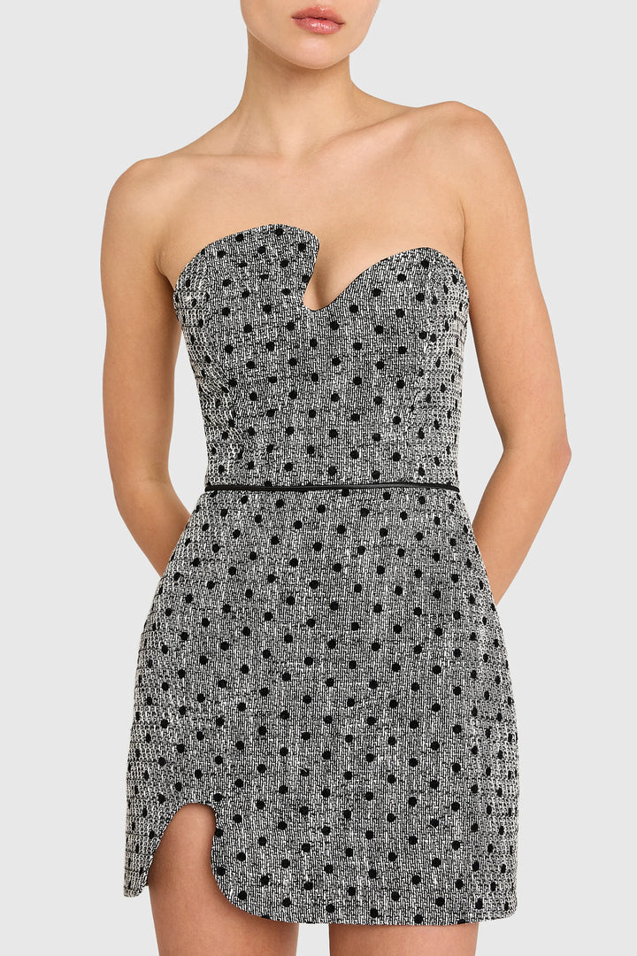 PUZZLE STRAPLESS MINI DRESS