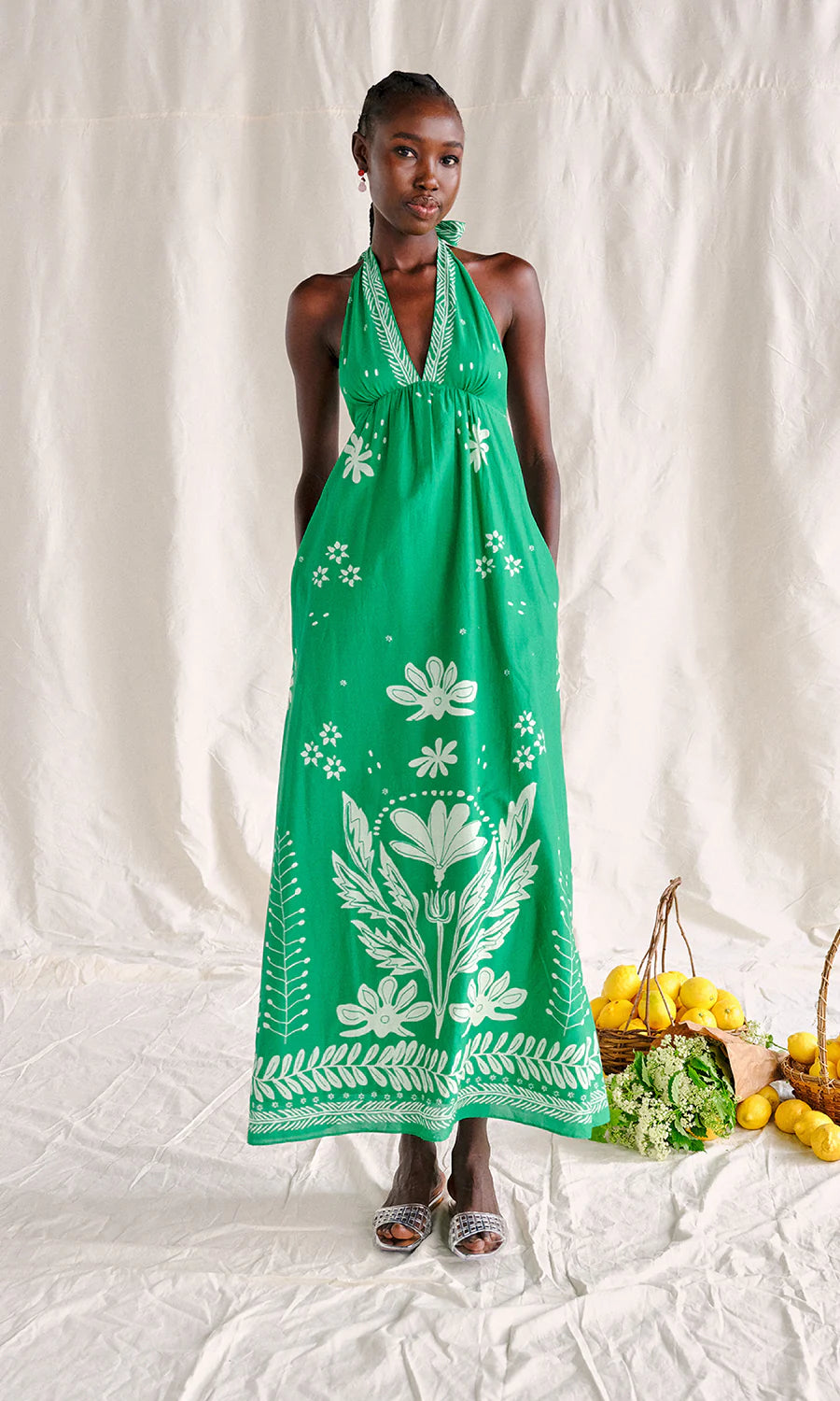 TIGRIS DRESS - GREEN/CREME L / Extra Small / PS251007 TIGRIS DRESS - GREEN/CREME L / Extra Small / PS251007