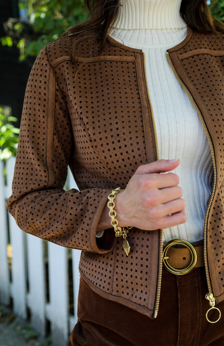 PIPER PUNCHED FAUX SUEDE JACKET