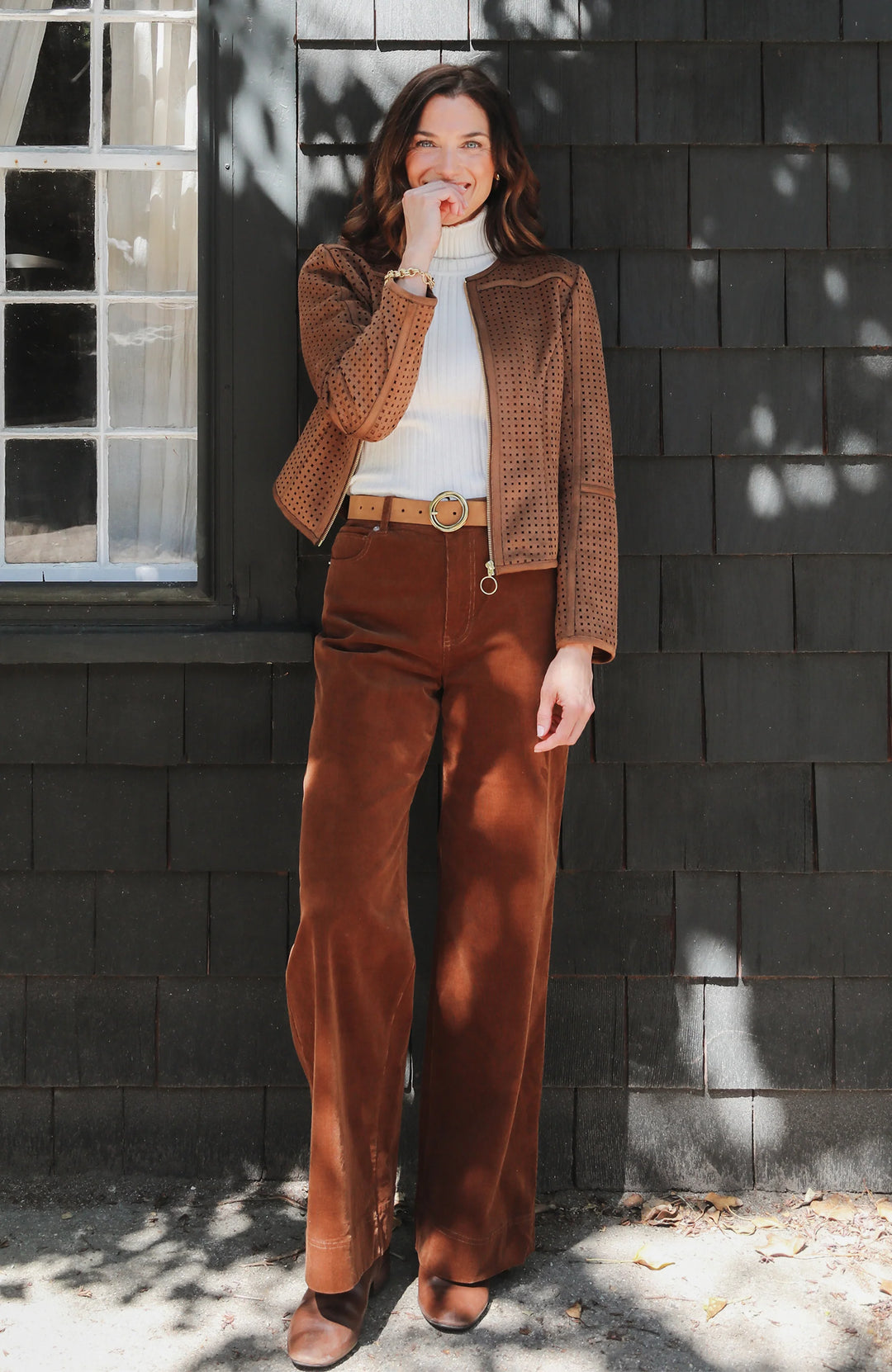 PIPER PUNCHED FAUX SUEDE JACKET