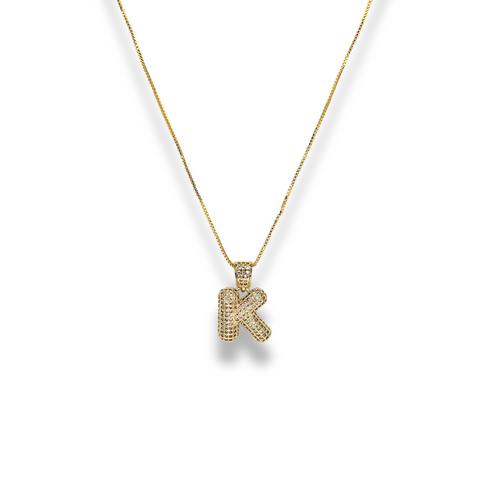 Pave Bubble Initial Necklace