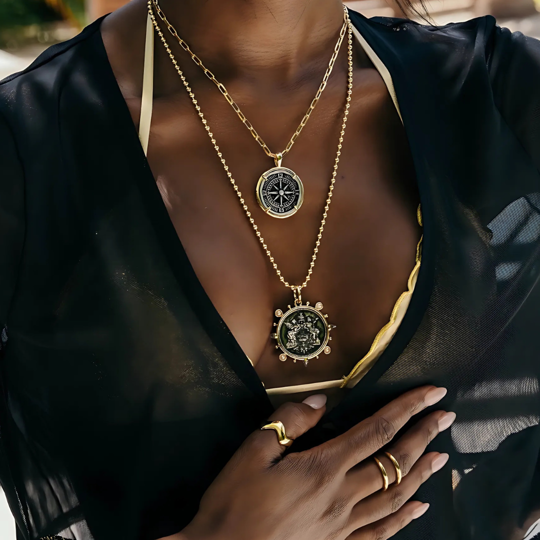 Compass Coin Necklace