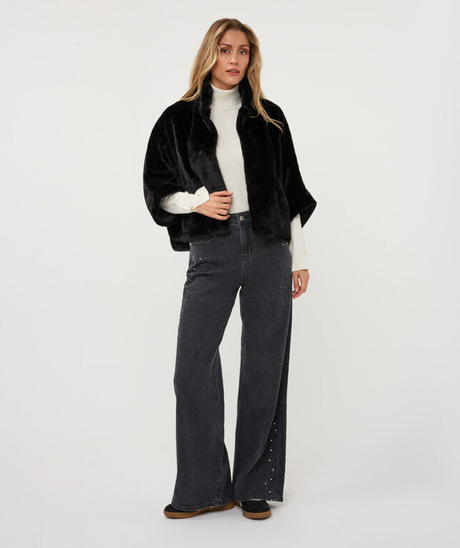 COAT PONCHO FAUX FUR