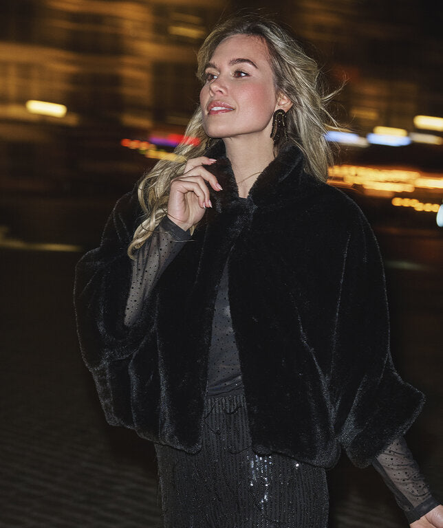 COAT PONCHO FAUX FUR