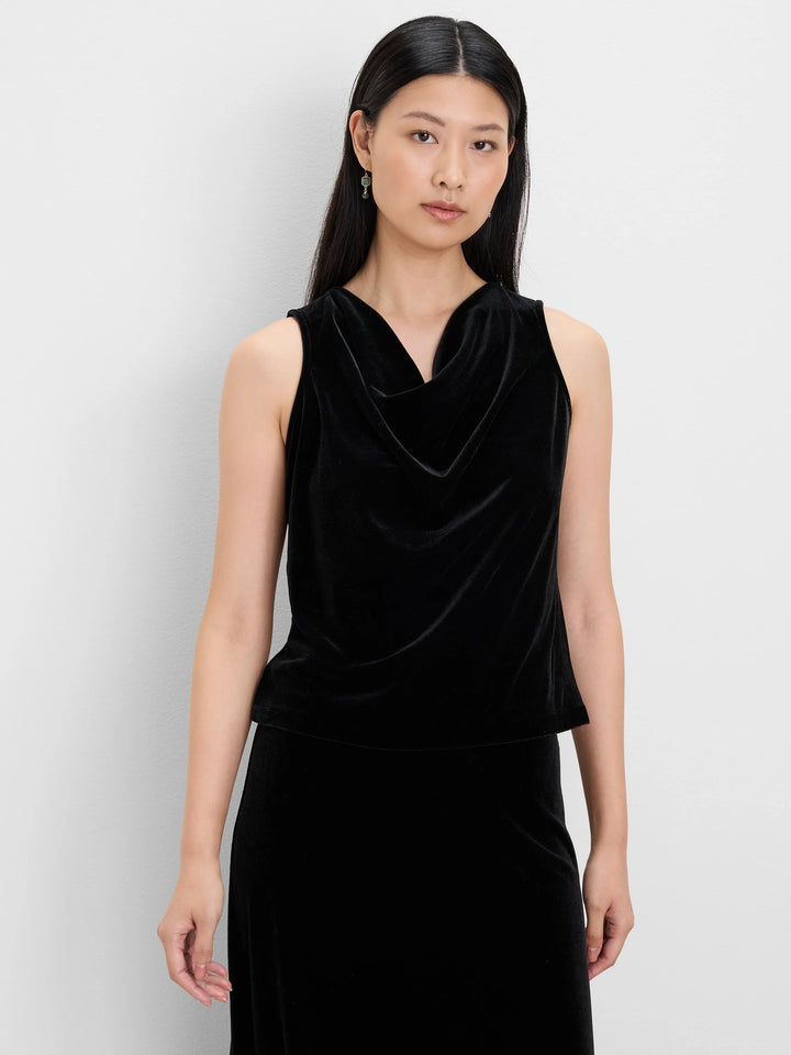 VELVET DRAPE NECK TANK