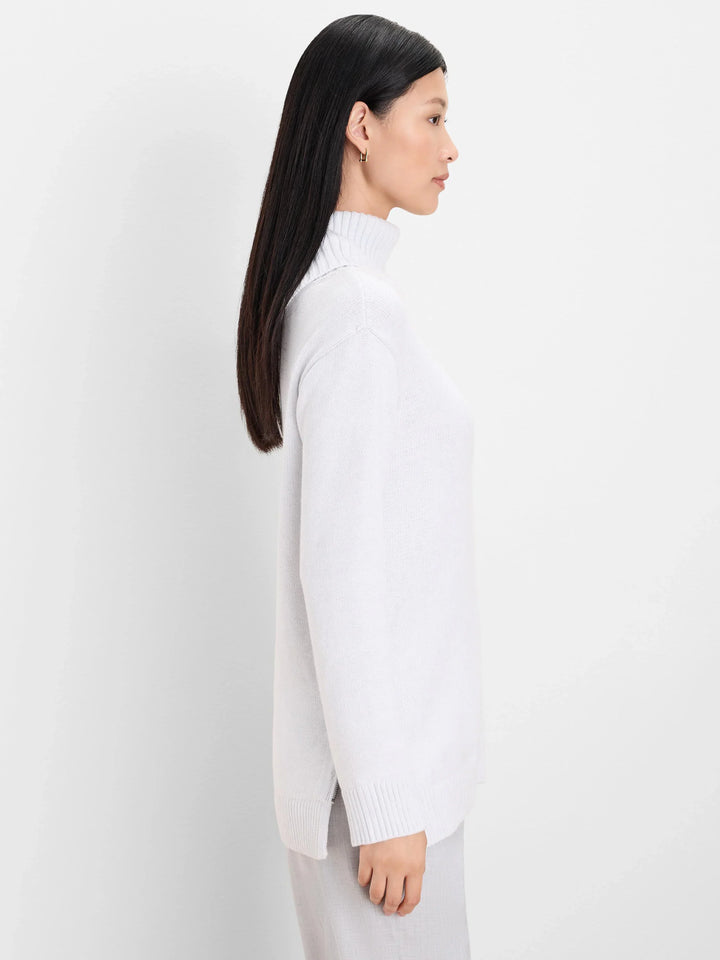 FOLDOVER TURTLENECK ZIP SWEATER