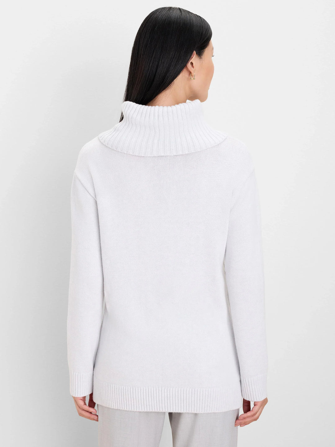 FOLDOVER TURTLENECK ZIP SWEATER