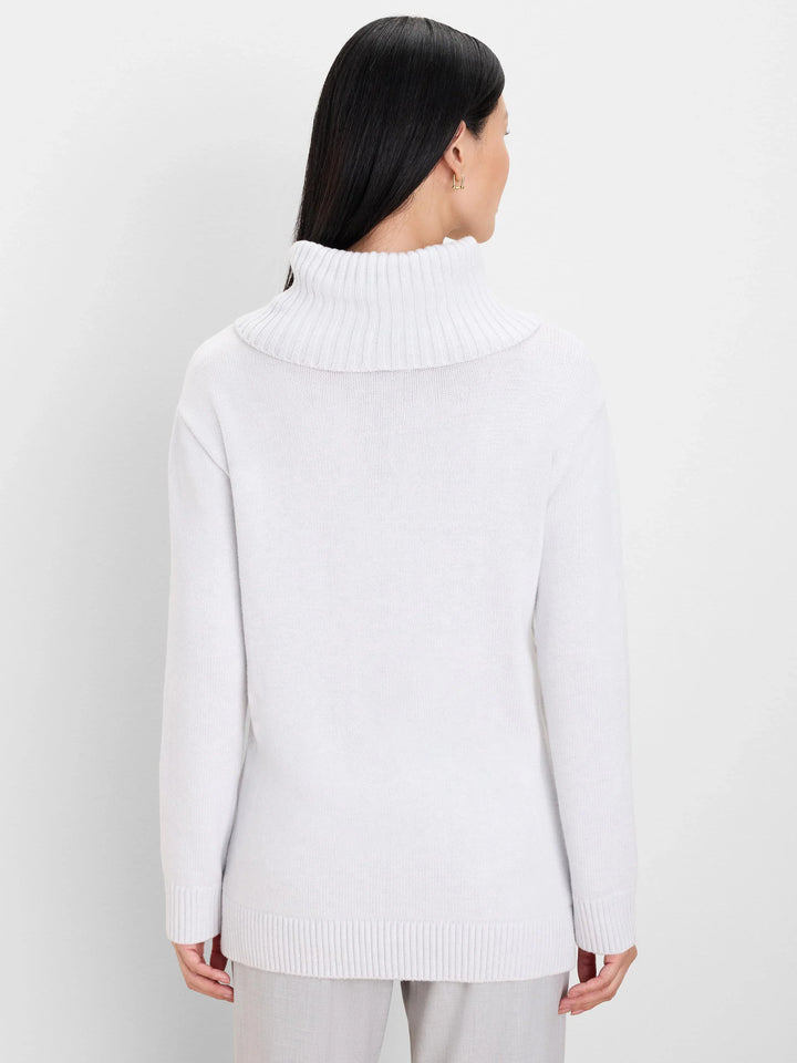 FOLDOVER TURTLENECK ZIP SWEATER