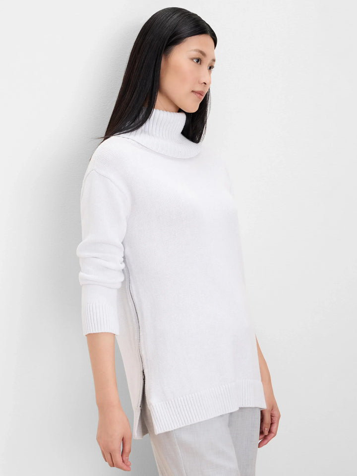 FOLDOVER TURTLENECK ZIP SWEATER