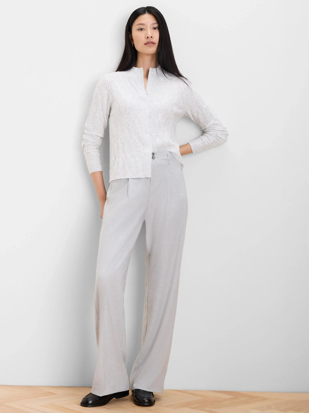 CABLE MOCKNECK CARDIGAN