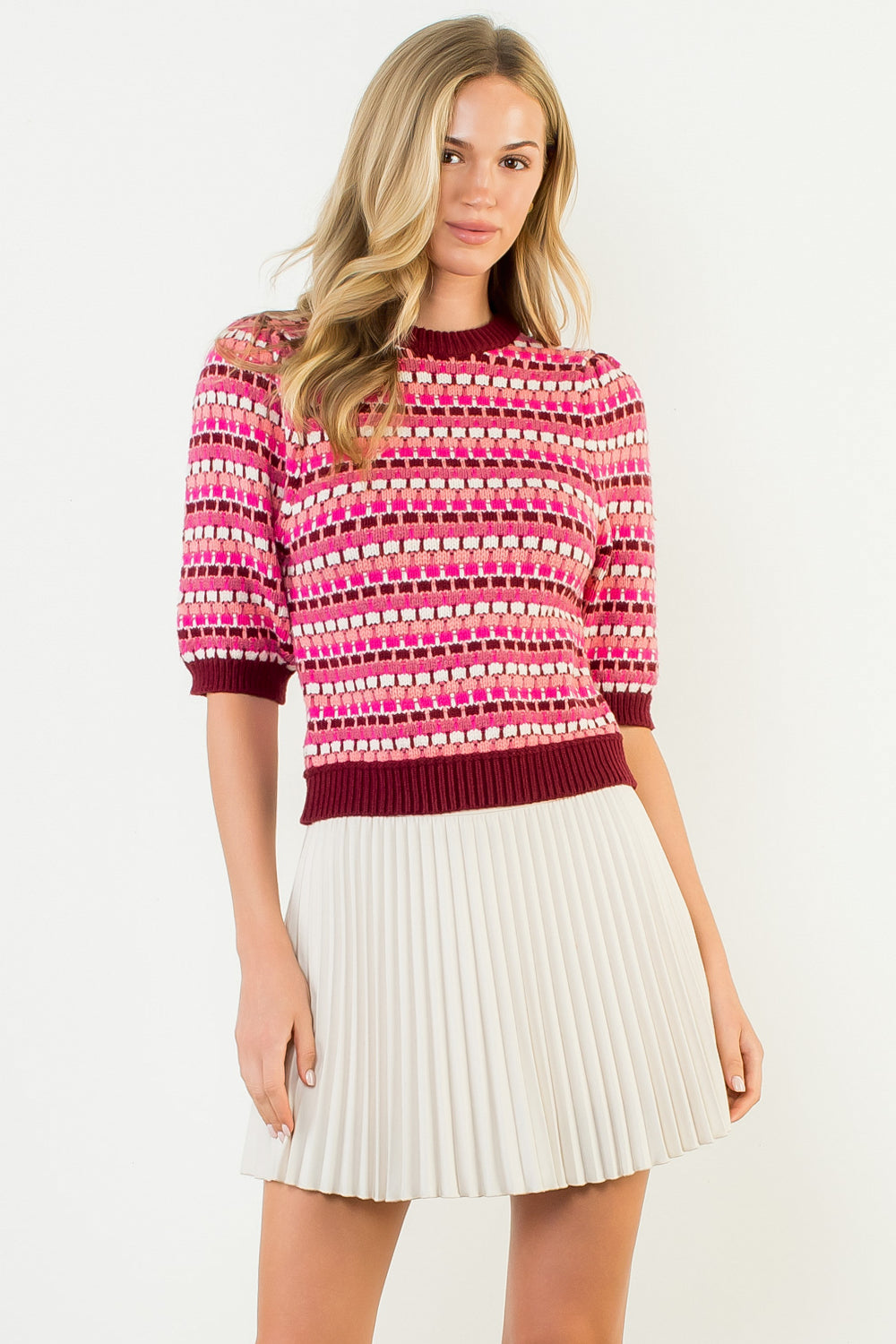 PUFF SLEEVE KNIT TOP