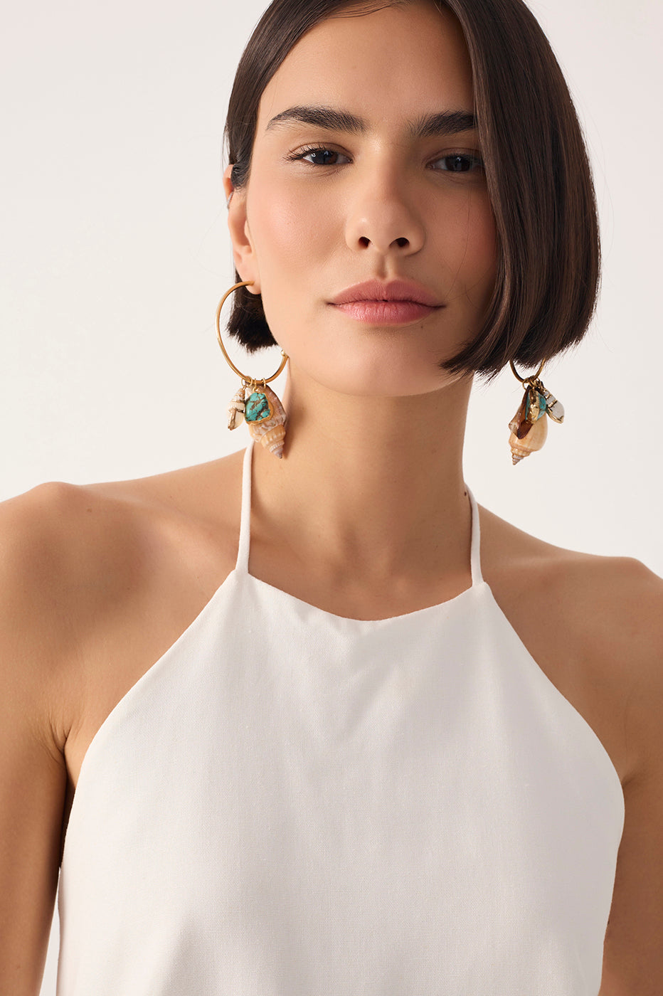 Off-white Open Back Linen Blouse