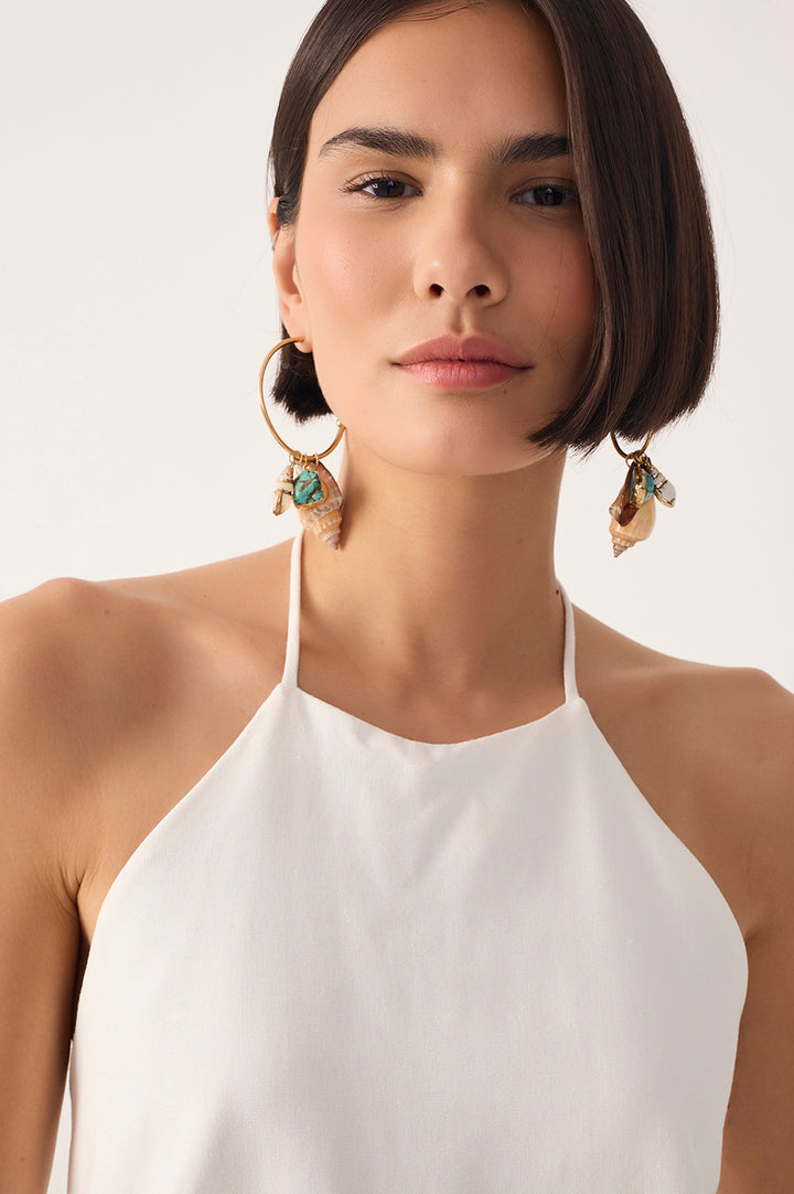 Off-white Open Back Linen Blouse