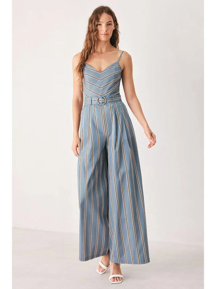 STRIPED WOVEN JUMPSUIT