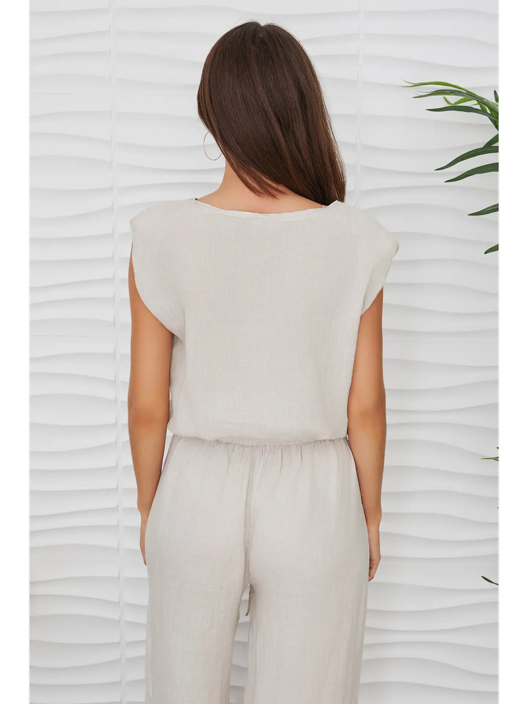 LINEN CROPPED BLOUSON TOP