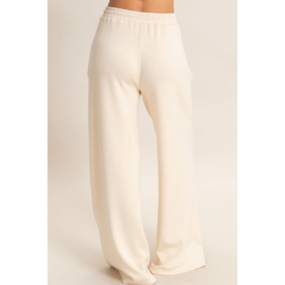 DRAWSTRING WAIST PINTUCK WIDE LEG PANTS