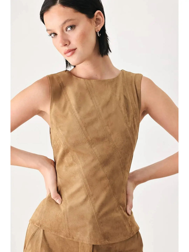 FAUX SUEDE TOP