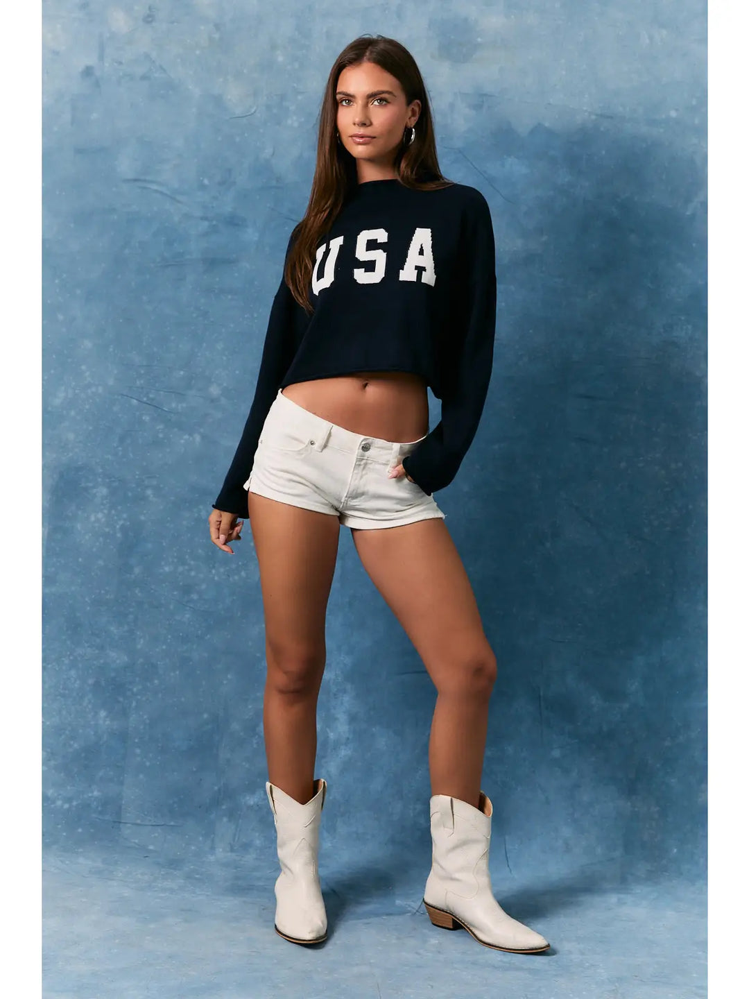 MOCK NECK "USA" SWEATER