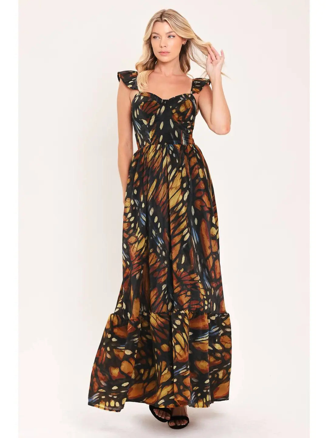 PRINTED WOVEN MAXI DRESS