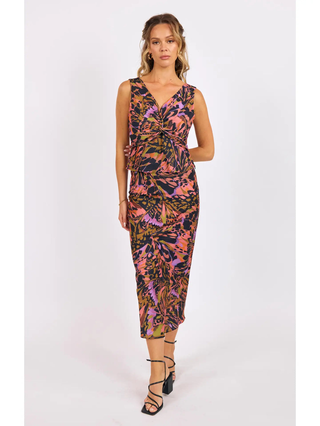BUTTERFLY KISS BIAS MIDI SKIRT