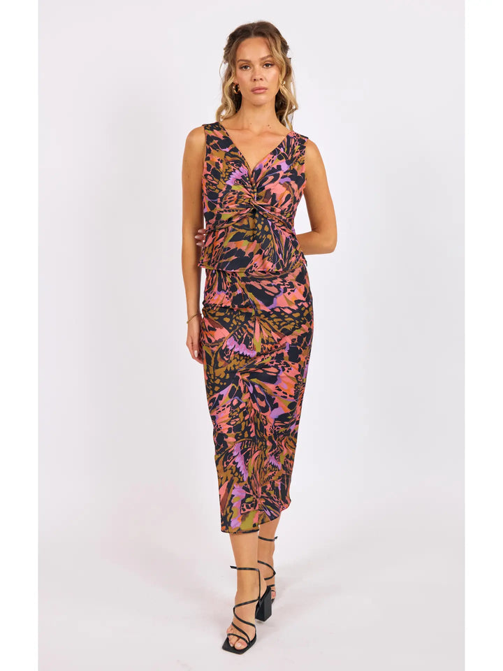 BUTTERFLY KISS BIAS MIDI SKIRT