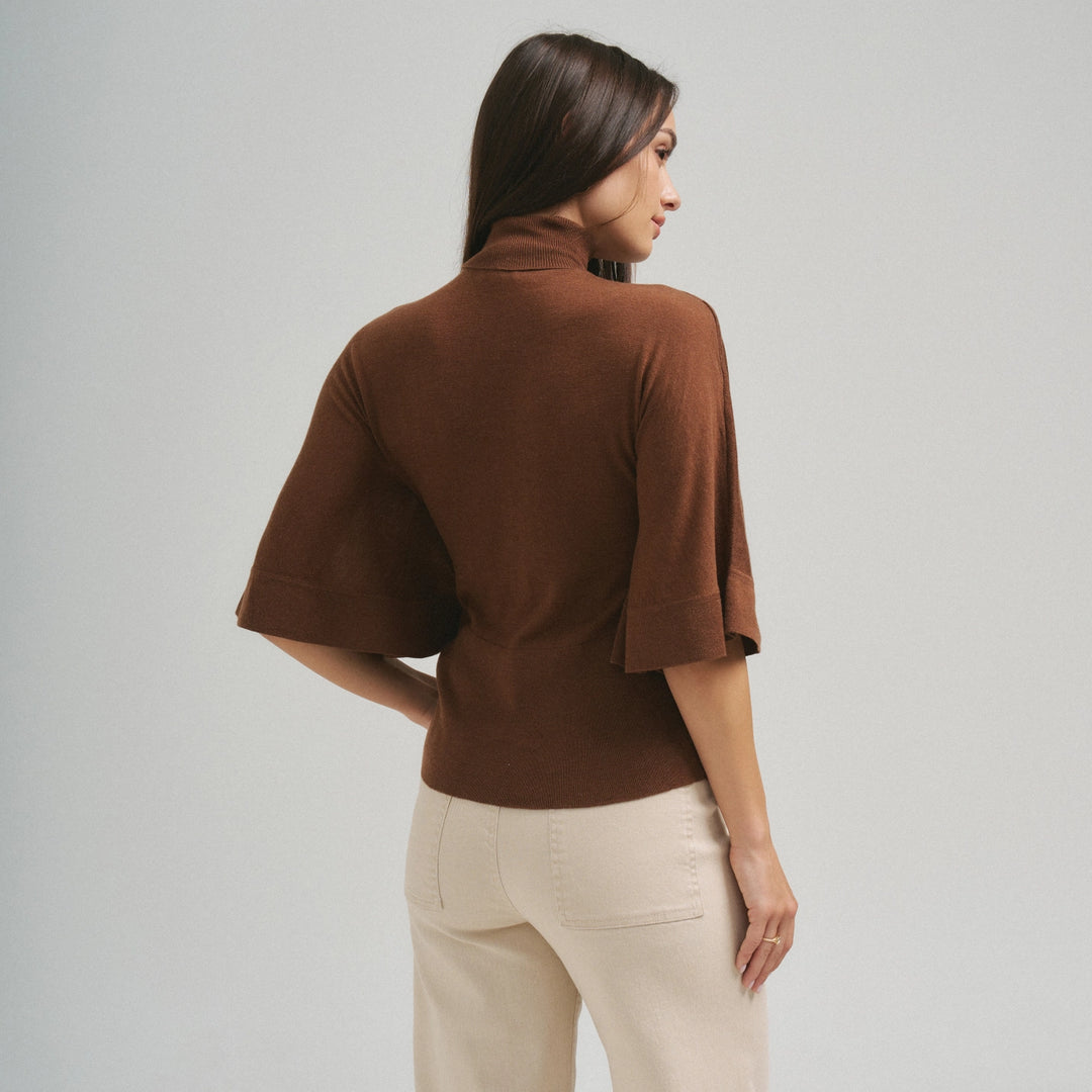 TURTLENECK HALF SLEEVE SWEATER