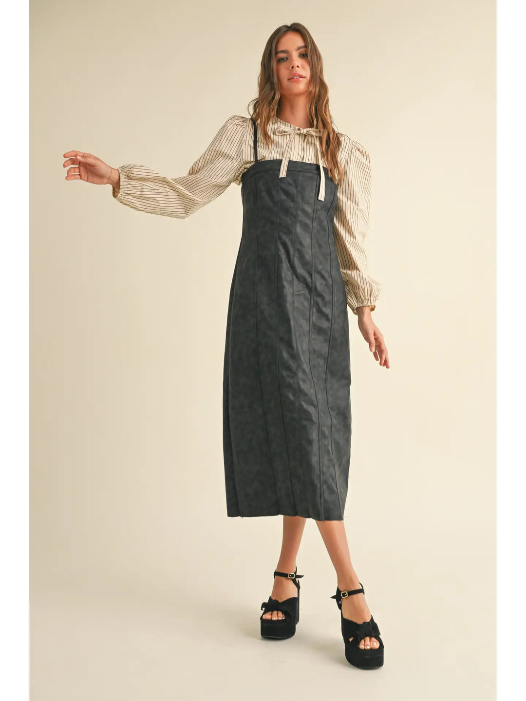 MINERAL WASH EFFECT PU DRESS