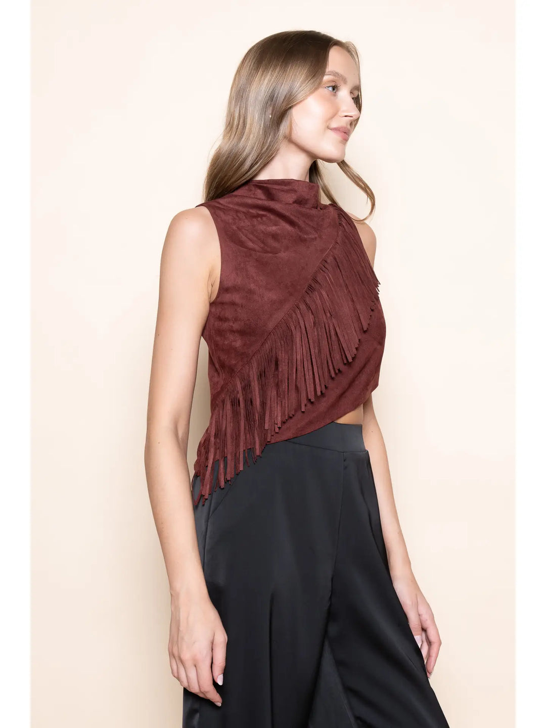 DIAGONAL FRINGE TANK TOP