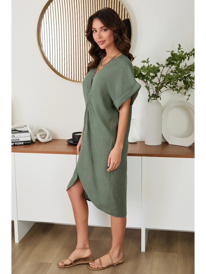FRONT TWIST DRESS WITH FRONT SLIT