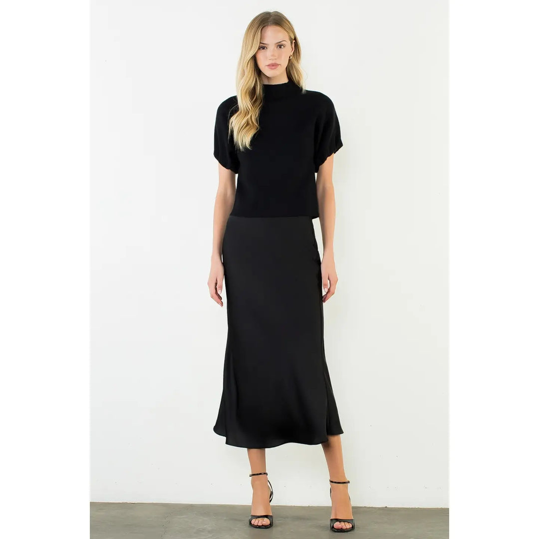 MOCK NECKLINE SUEDE TOP