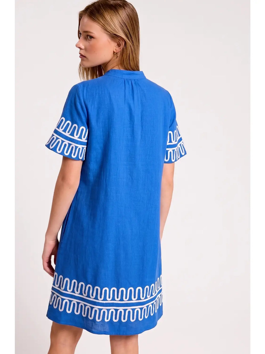 LOOPY TRIM RUFFLE DRESS