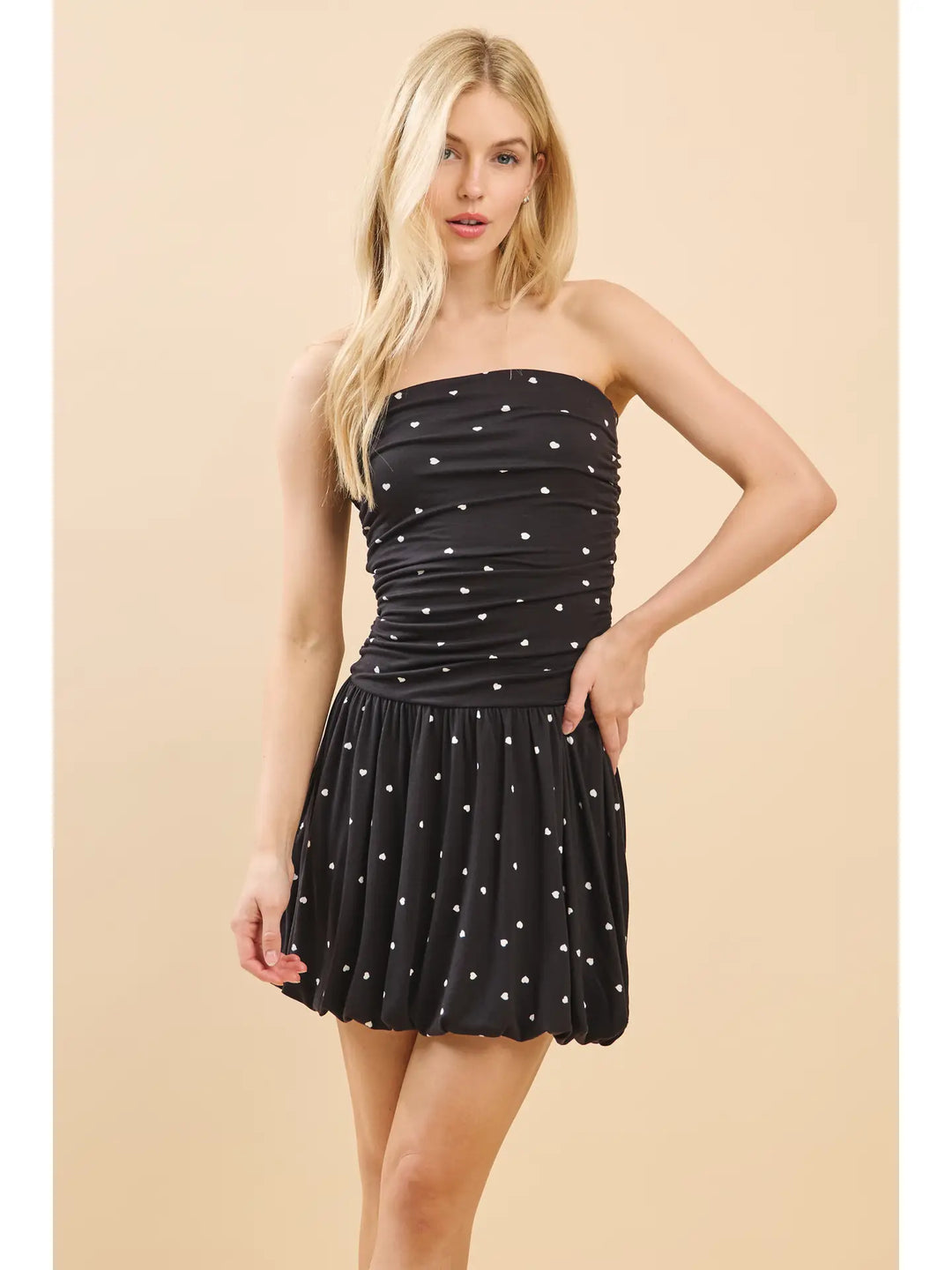 balloon mini dress Dalayla One-Sleeve Skirt White Magnolia Boutique BALLOON POLKA DOT MINI DRESS