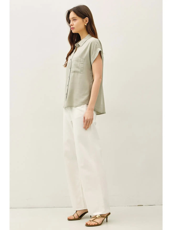 TENCEL DOLMAN SLEEVE BUTTON DOWN SHIRT