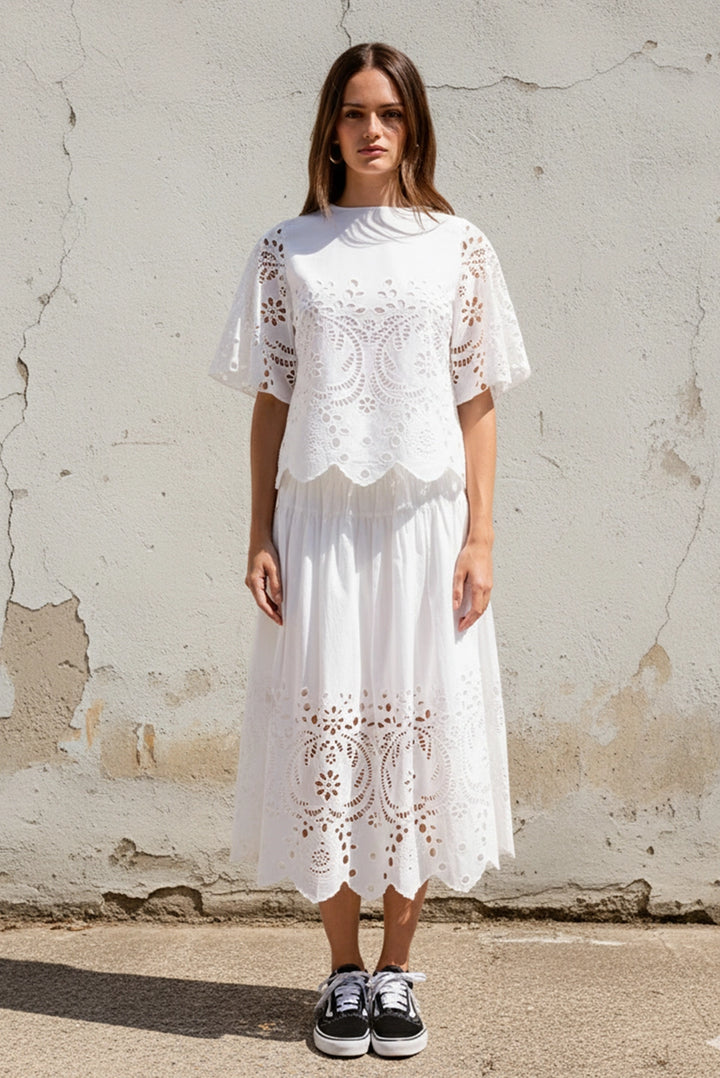 SCALLOPED MIDI SKIRT