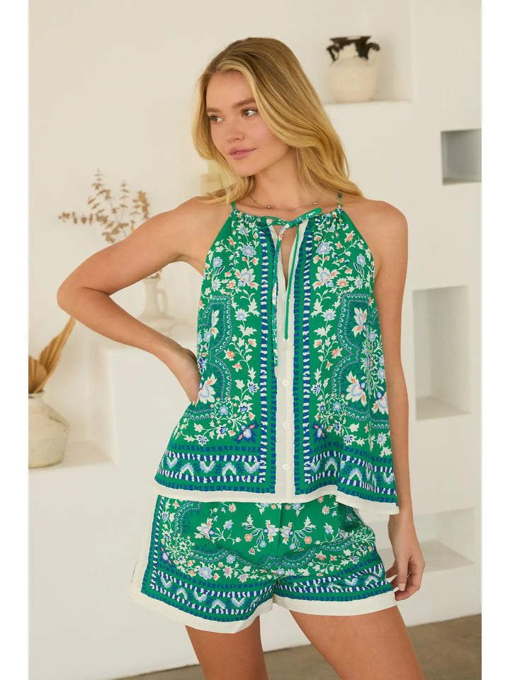 FLORAL BORDER BUTTON FRONT TOP