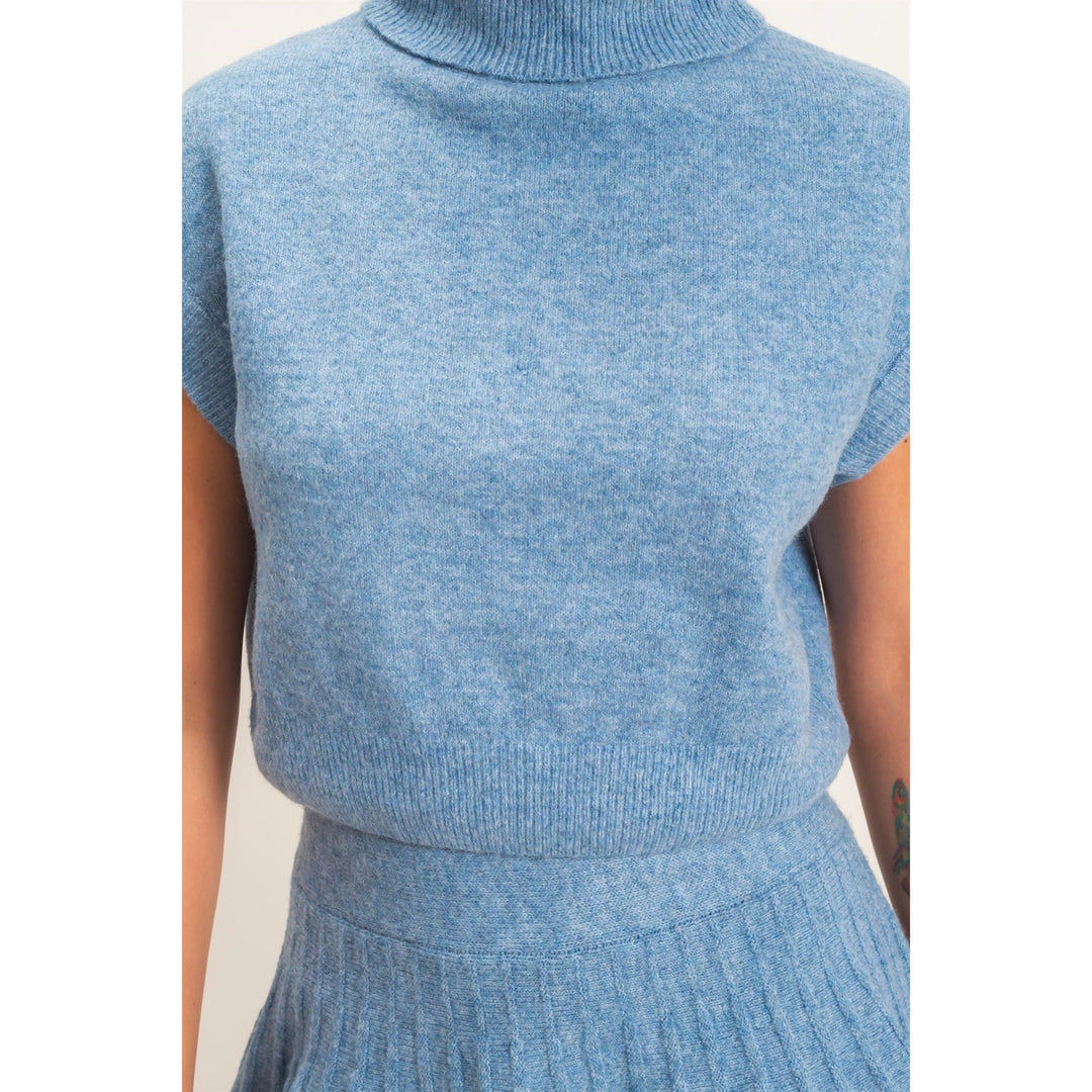 TURTLENECK CROP TOP &amp; PLEATED SKIRT SET