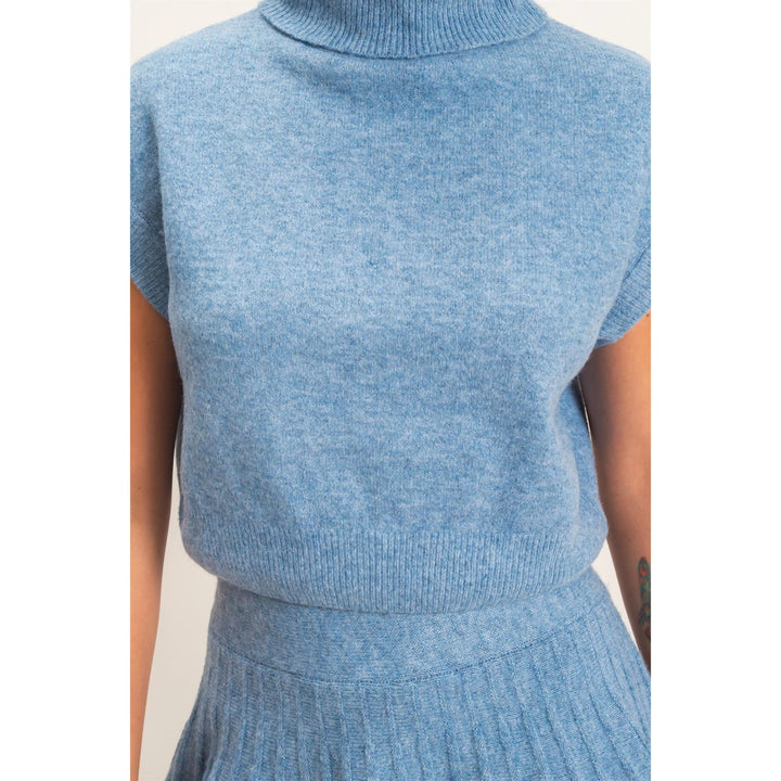 TURTLENECK CROP TOP &amp; PLEATED SKIRT SET