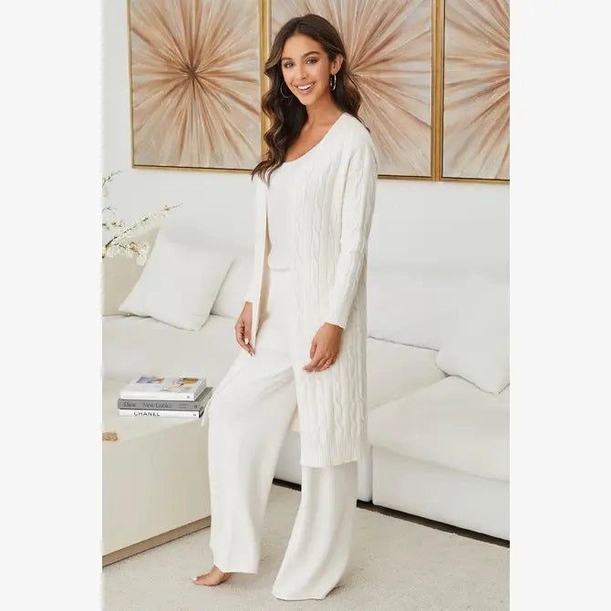 VISCOSE MID LENGTH CABLE KNIT CARDIGAN