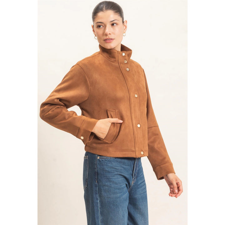 COLLAR SUEDE SNAP JACKET