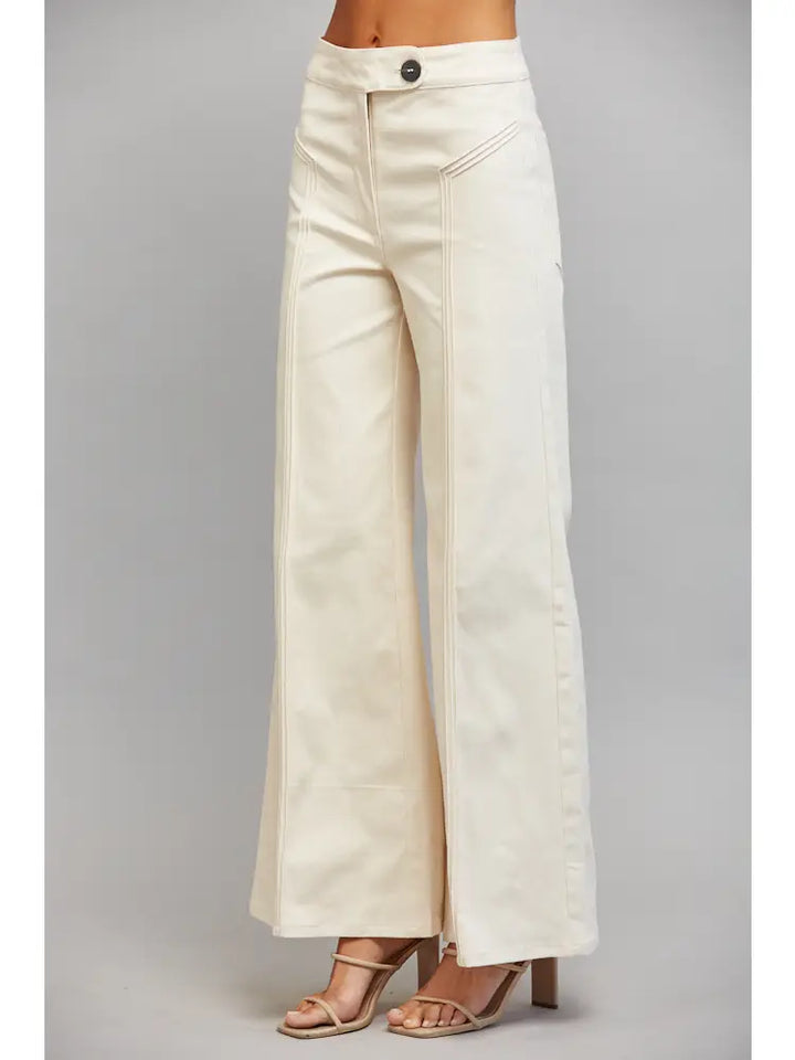 VERTICAL SEAM DETAIL HIGH WAISTED FLARE PANTS