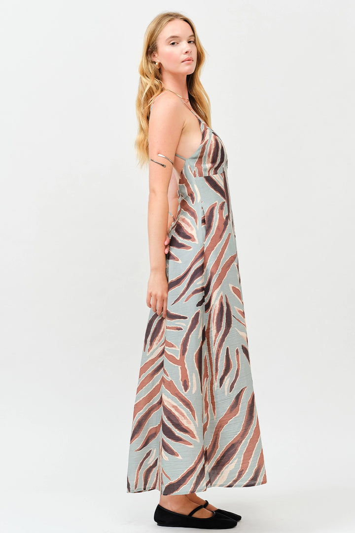 PRINTED OPEN BACK MAXI DRESS