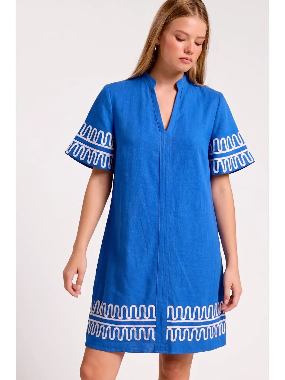 LOOPY TRIM RUFFLE DRESS