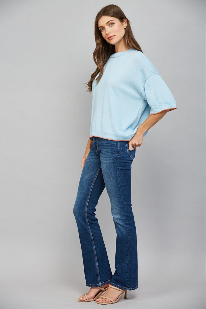 SHORT SLEEVE CASHMERE BLEND SWEATER