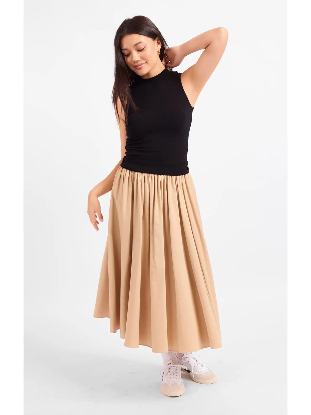 RONAN MOCK NECK RUCHED KNIT TANK