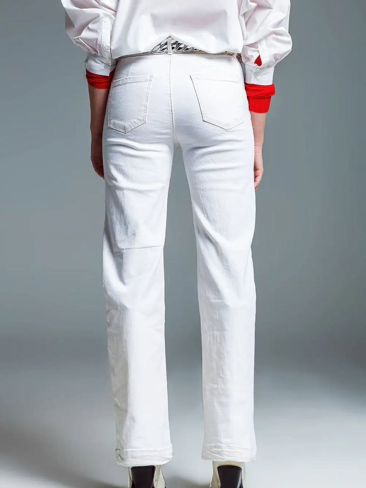 HIGH WAISTED FRONT POCKETS FLARE JEANS