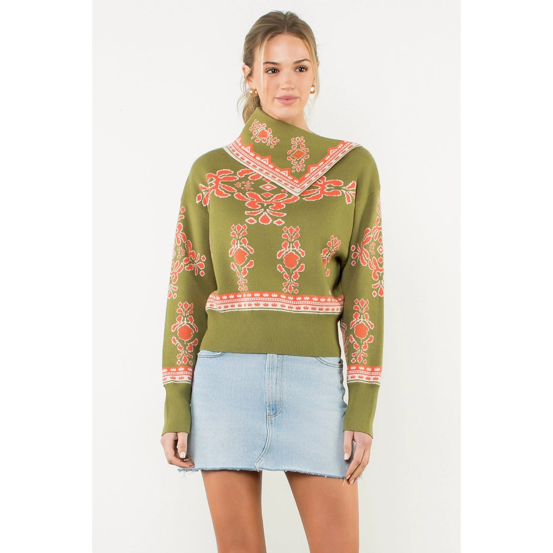 LONG SLEEVE PRINT SWEATER