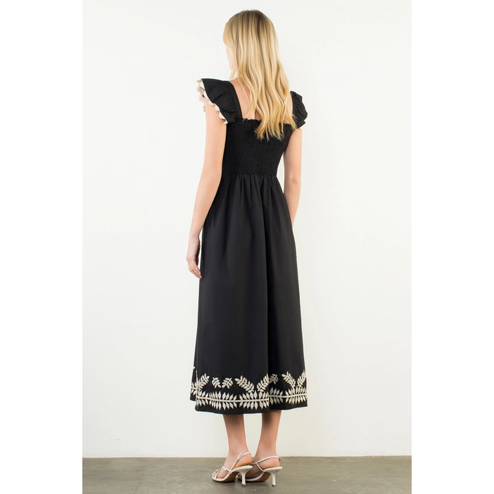 FLUTTER SLEEVES MIDI DRESS